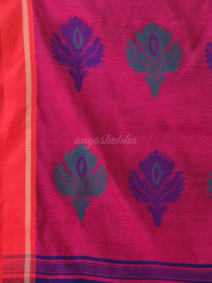 Deep Blue Cotton Blend Jacquard Work Handloom Saree