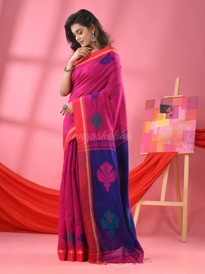 Fandango Pink Cotton Blend Jacquard Work Handloom Saree