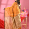 Yellow Cotton Blend Handloom Saree