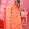 Peach Cotton Blend Jacquard Handloom Saree