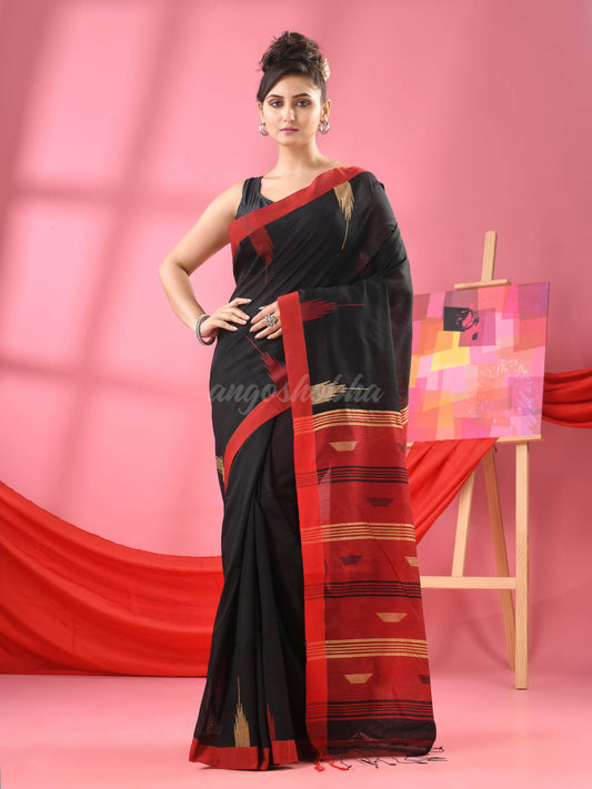 Black Cotton Blend Handloom Saree