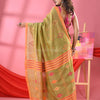 Asparagus Green Cotton All Body Buti Handloom Saree