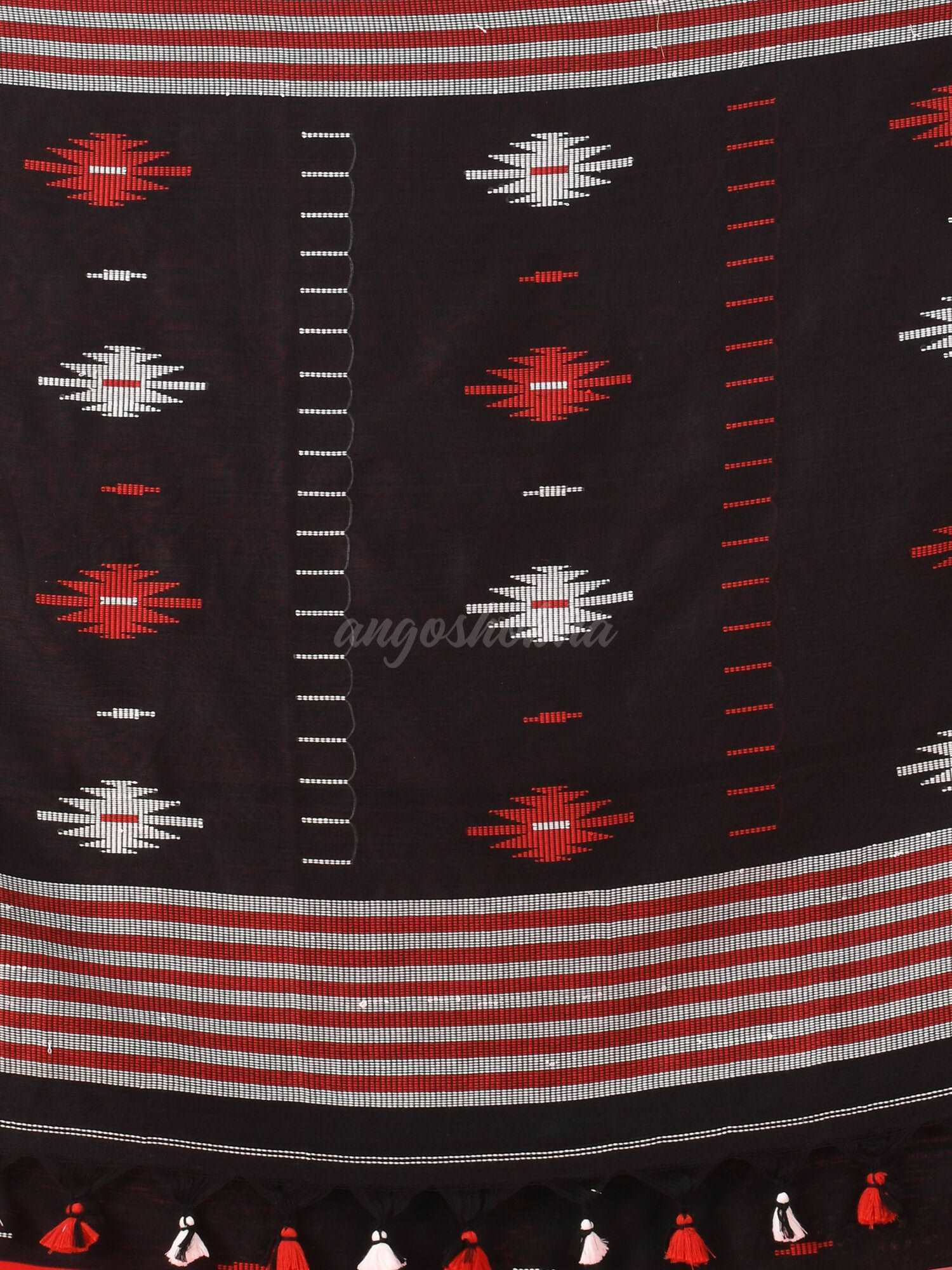 Black Cotton All Body Buti Handloom Saree