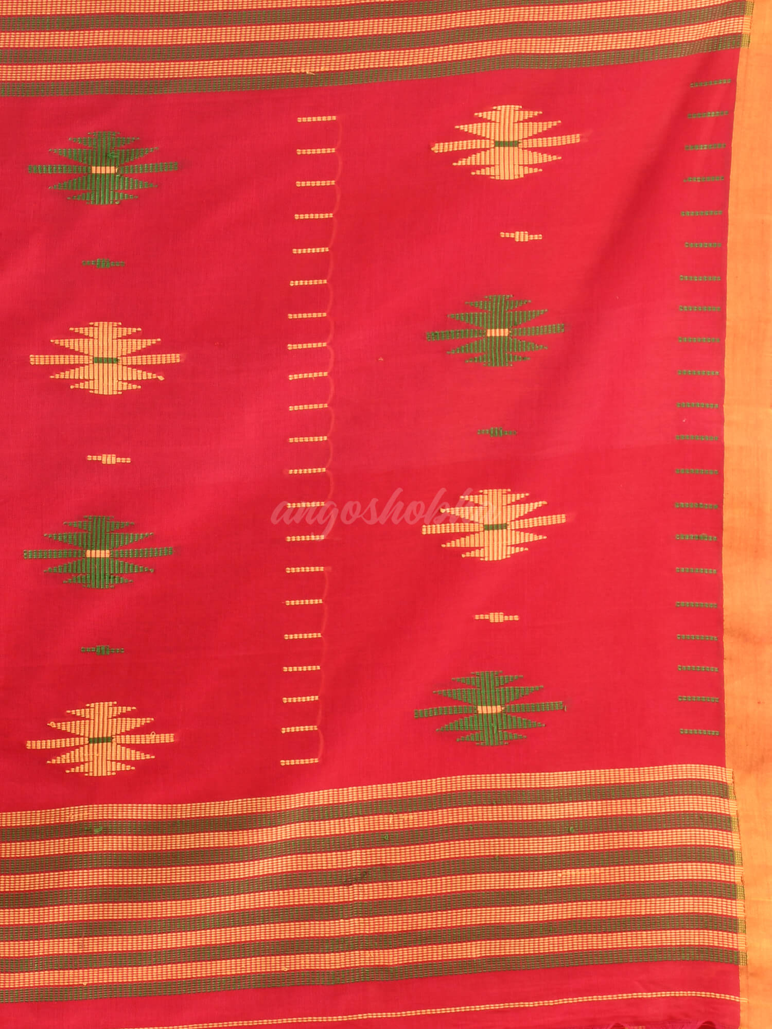 Red Cotton All Body Buti Handloom Saree