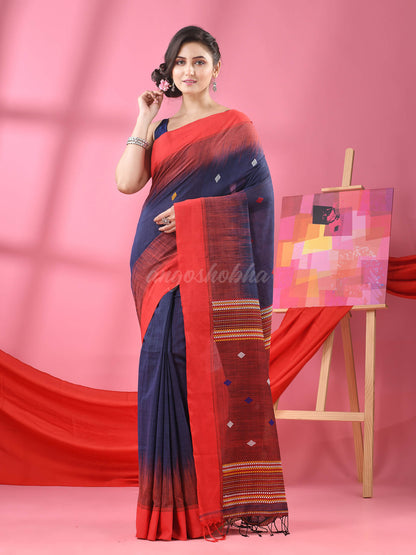 Dark Blue Cotton Tie Dye Handloom Saree