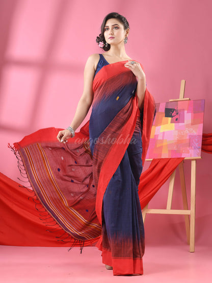 Dark Blue Cotton Tie Dye Handloom Saree