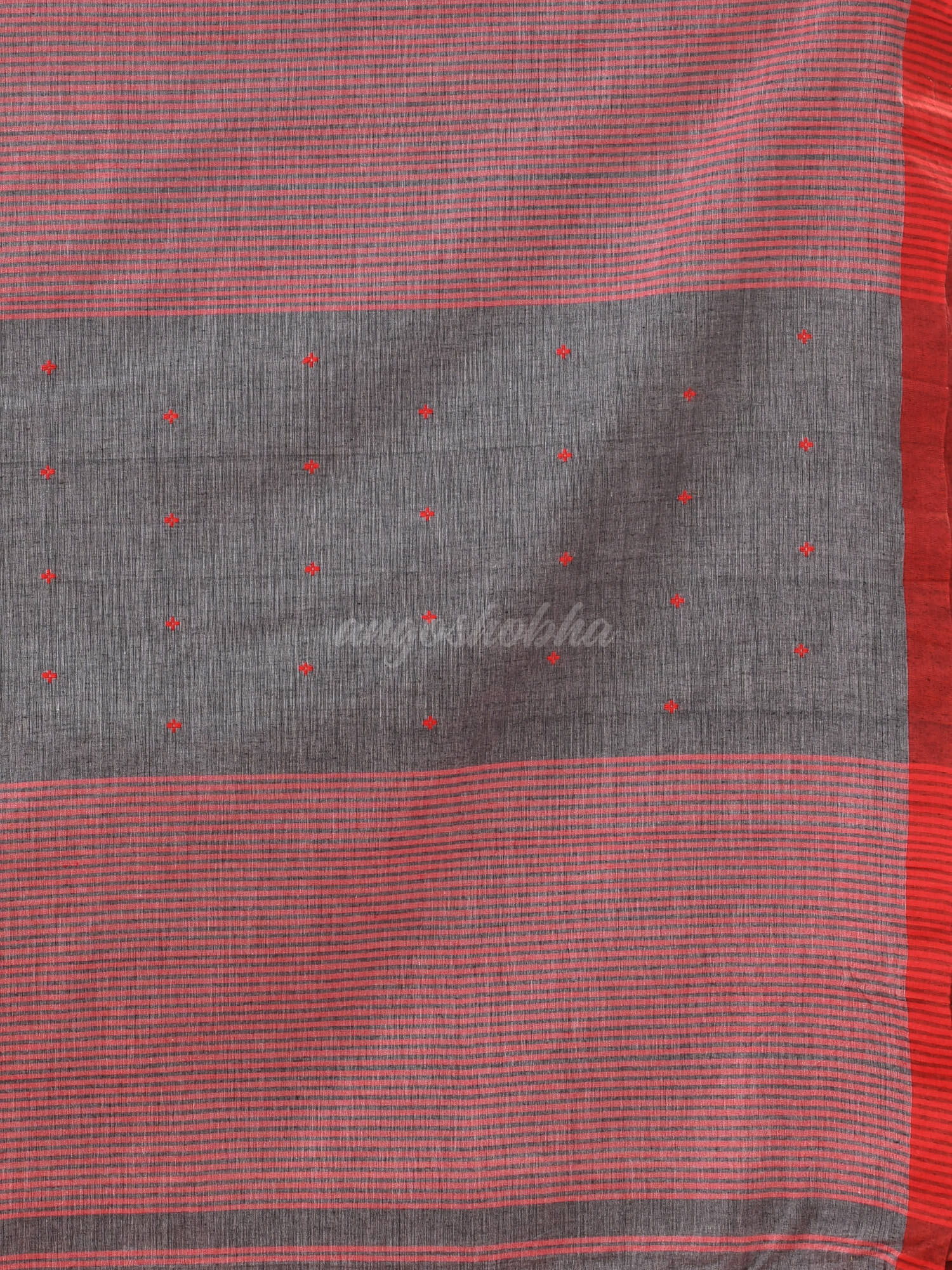 Grey Cotton All Body Plus Buti Handloom Saree