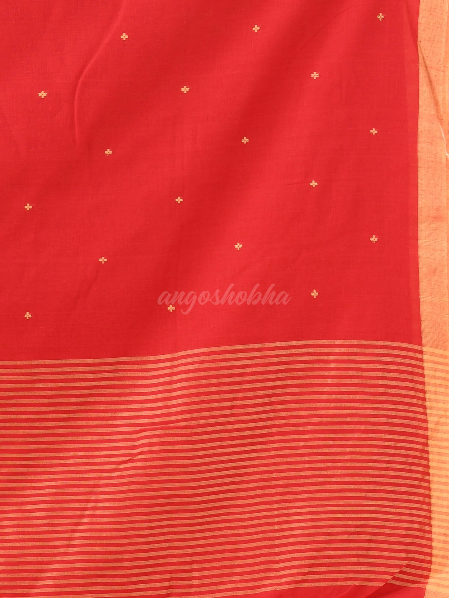 Red Cotton All Body Plus Buti Handloom Saree