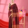 Maroon Cotton All Body Plus Buti Handloom Saree