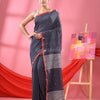 Ash Grey Cotton All Body Plus Buti Handloom Saree