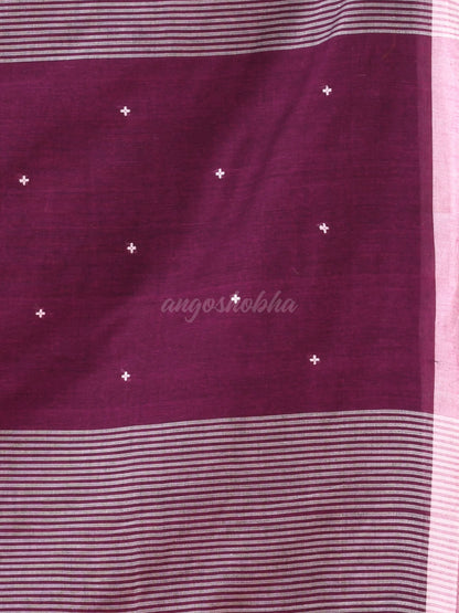 Purple Cotton All Body Plus Buti Handloom Saree