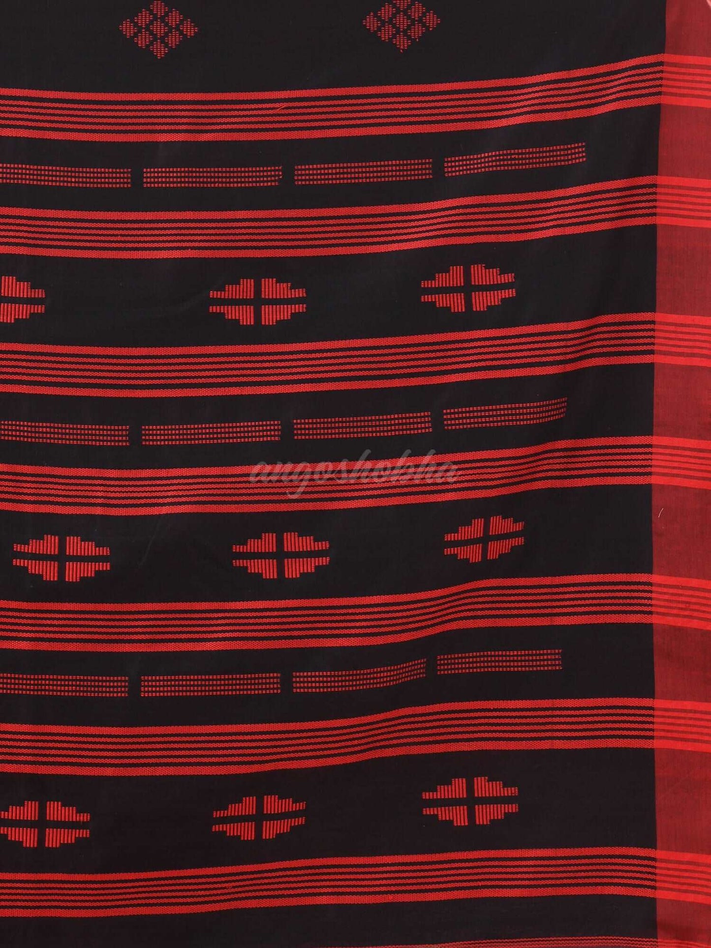 Black Cotton All Body Buti Handloom Saree