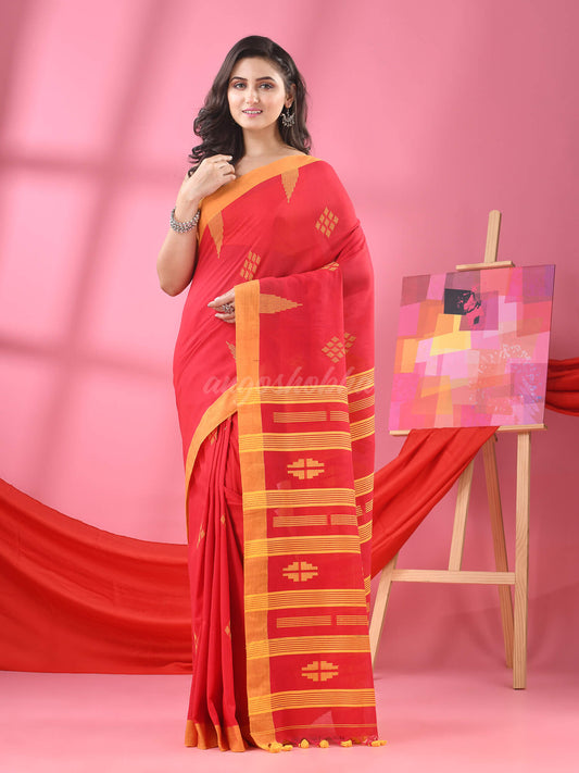 Red Cotton All Body Buti Handloom Saree