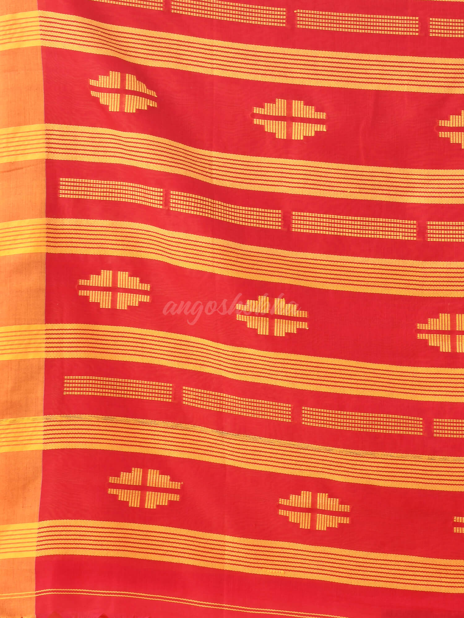 Red Cotton All Body Buti Handloom Saree