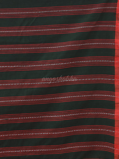 Bottle Green Cotton All Body Buti Handloom Saree