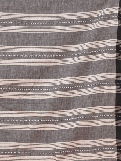 Dark Grey Cotton All Body Buti Handloom Saree