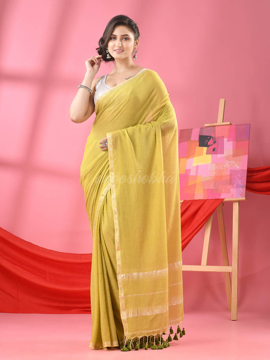 Lemon Cotton Jacquard Border Handloom Saree