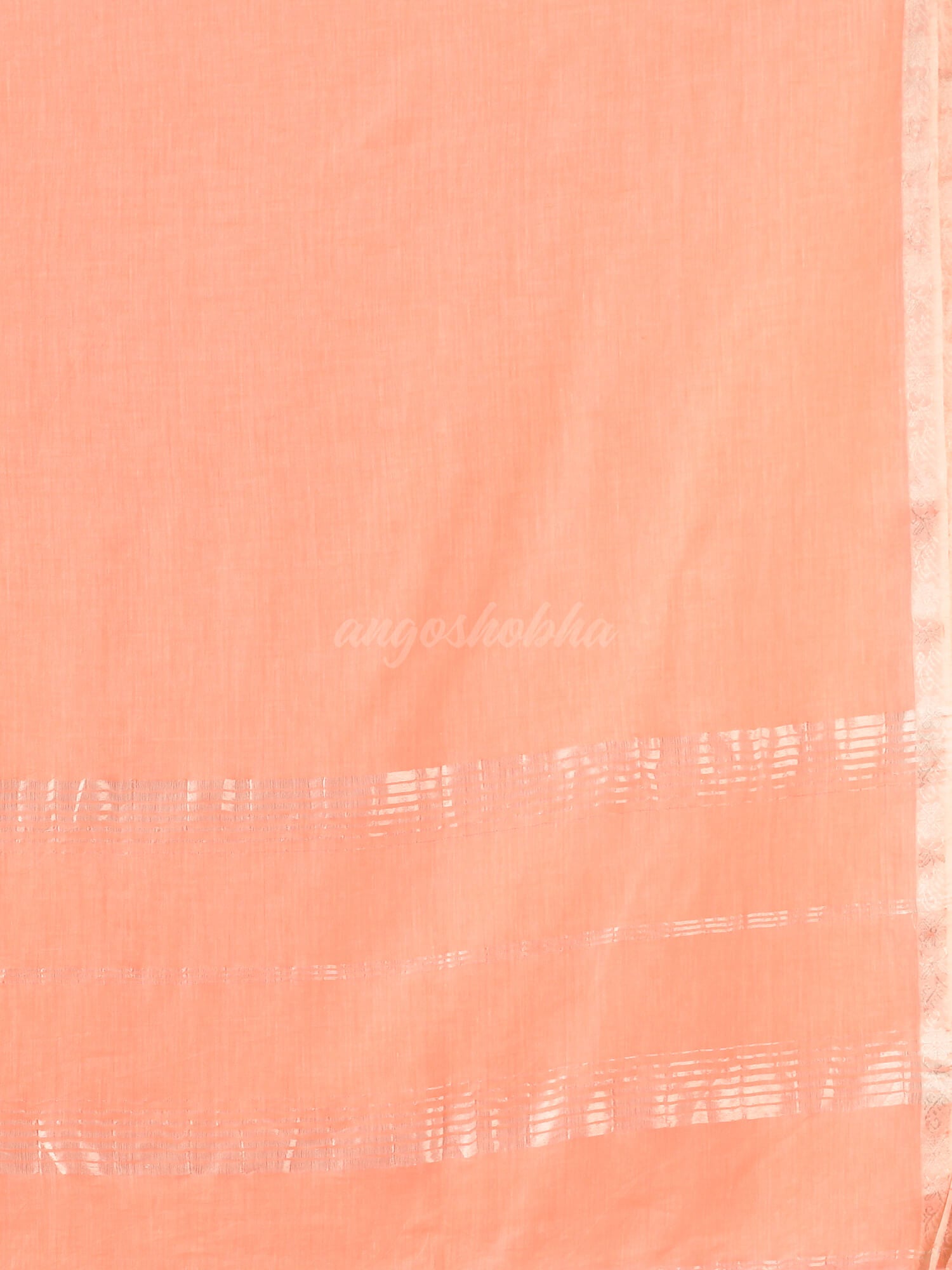 Light Peach Cotton Jacquard Border Handloom Saree