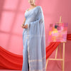 Sky Blue Cotton Jacquard Border Handloom Saree