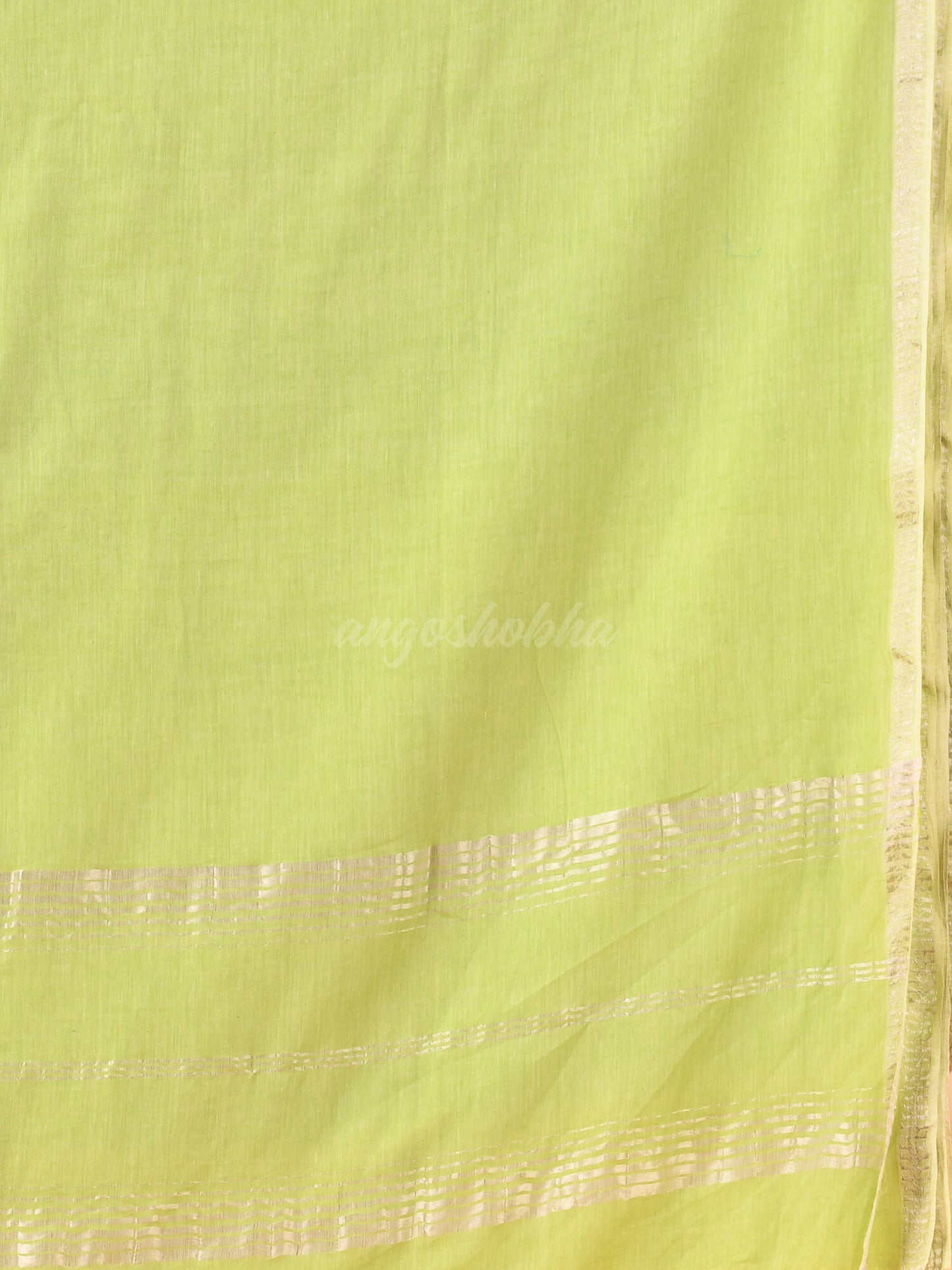 Pastel Green Cotton Jacquard Border Handloom Saree