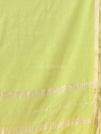 Pastel Green Cotton Jacquard Border Handloom Saree