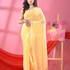 Yellow & White Stripe Cotton Handloom Saree