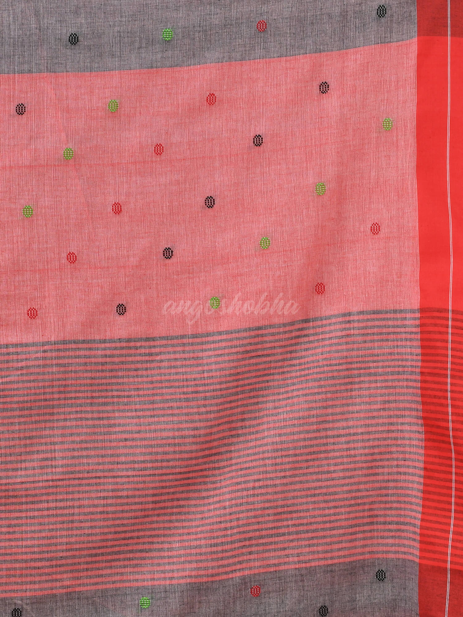 Grey Cotton All Body Ball Buti Handloom Saree