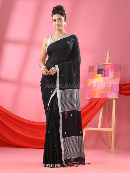 Black Cotton All Body Love Buti Handloom Saree