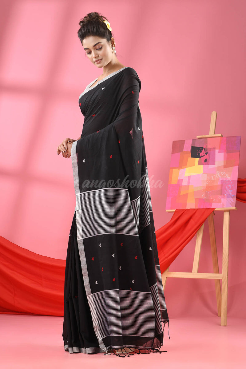 Black Cotton All Body Love Buti Handloom Saree