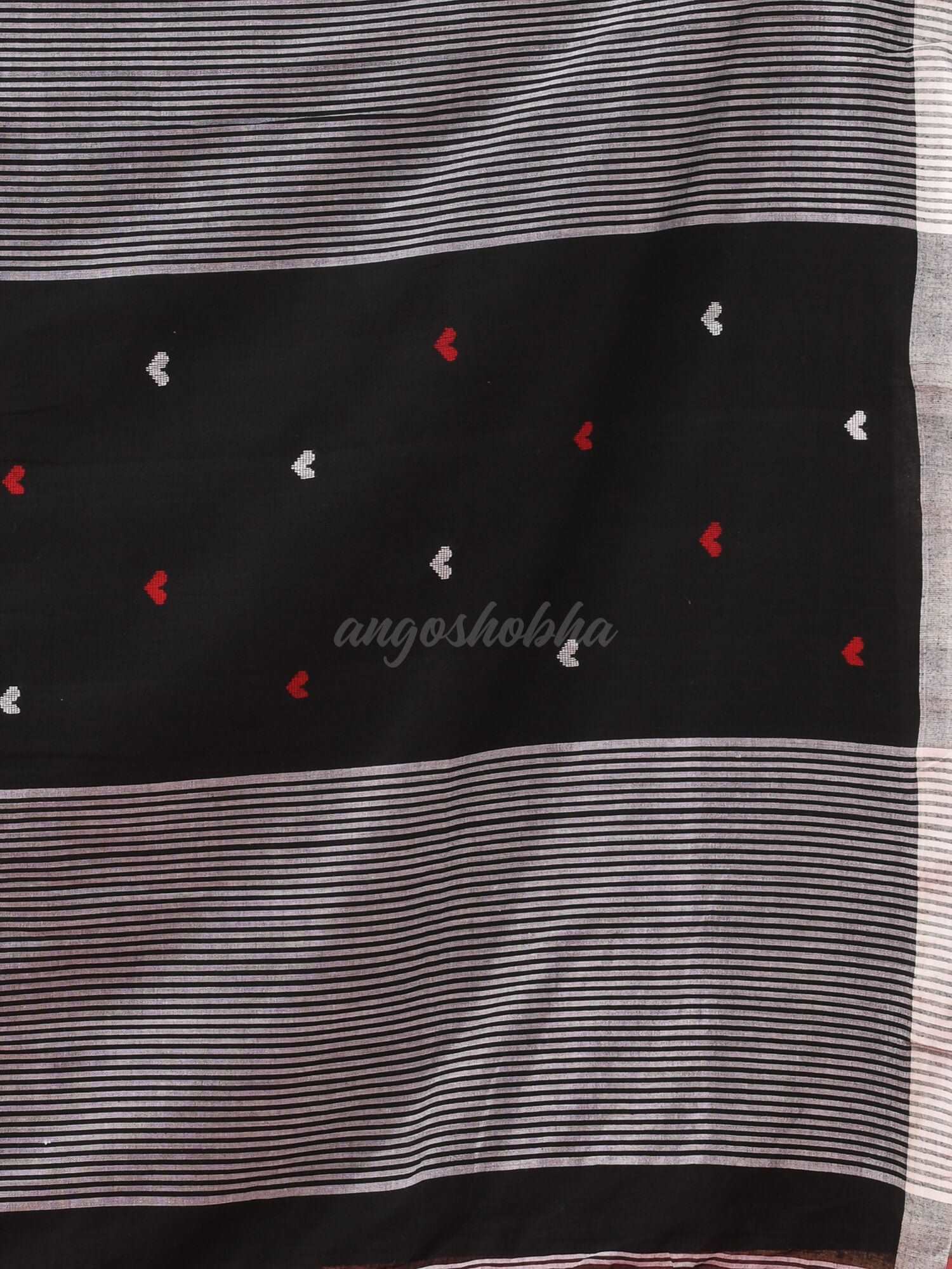 Black Cotton All Body Love Buti Handloom Saree