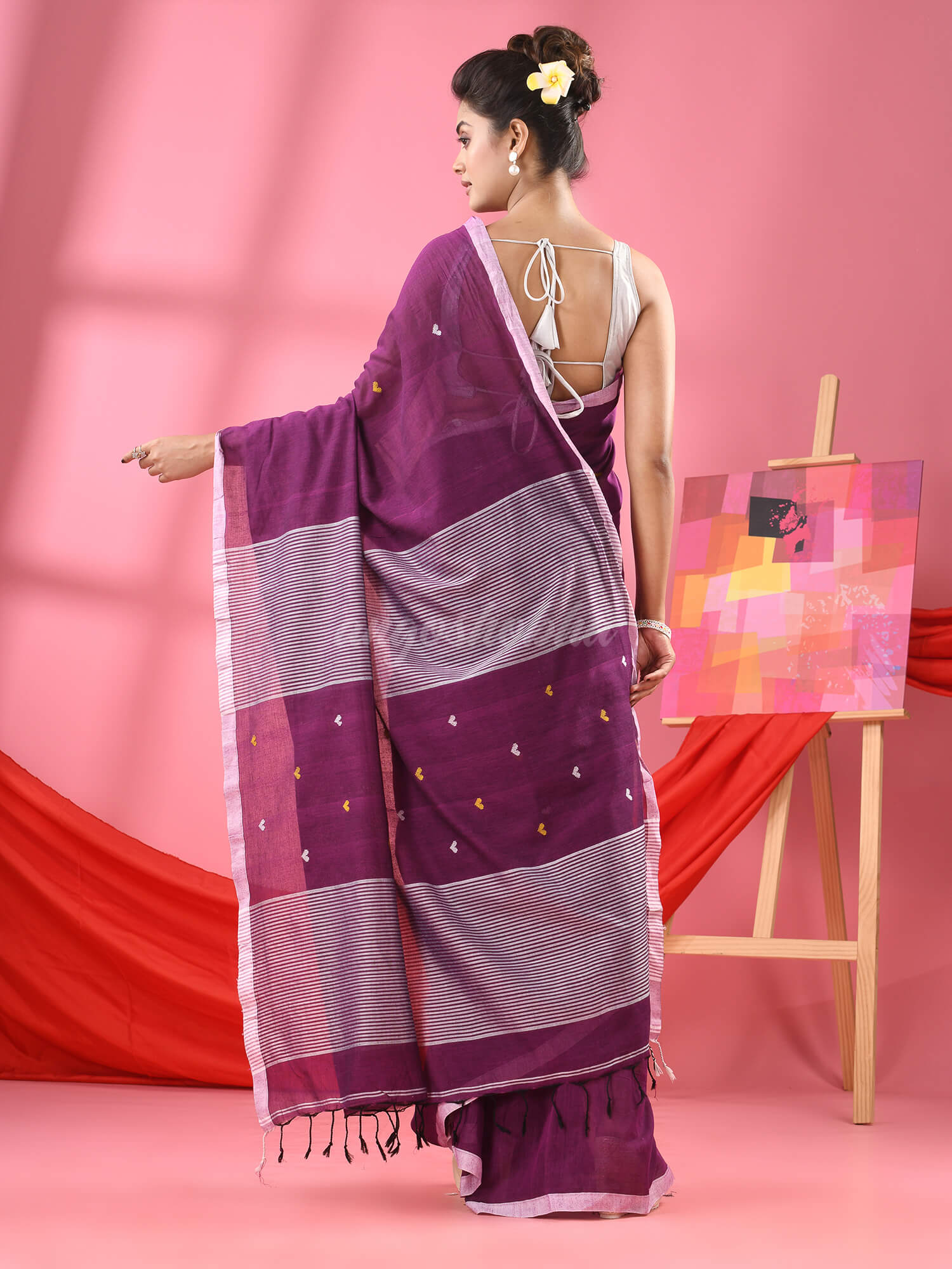Purple Cotton All Body Love Buti Handloom Saree
