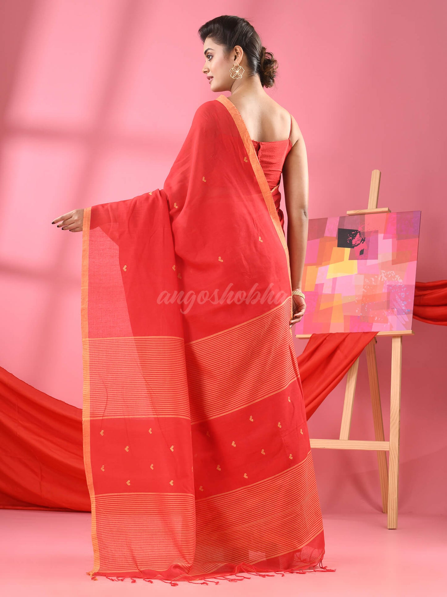 Red Cotton All Body Love Buti Handloom Saree