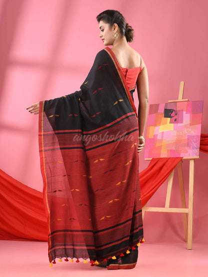 Black Cotton All Body Buti Handloom Saree