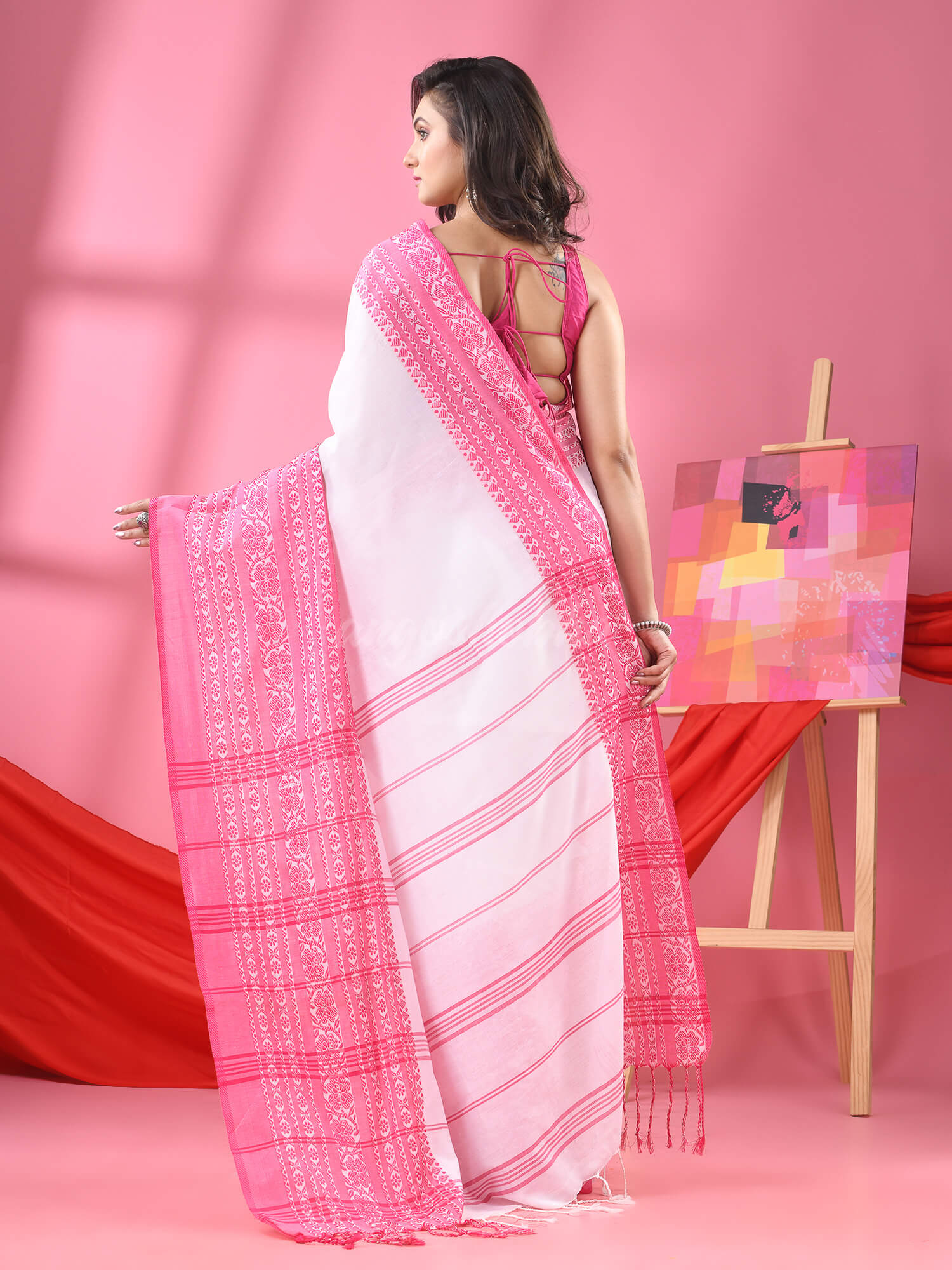White Cotton Begumpuri Handloom Saree