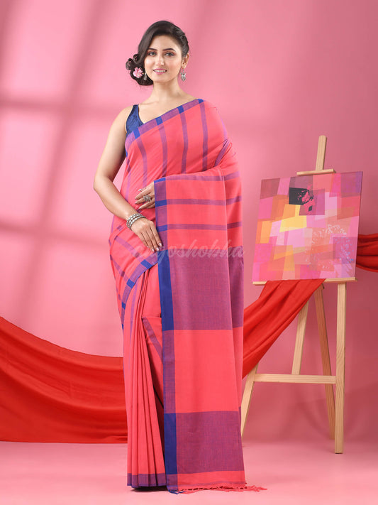 Peach Cotton Handloom Saree