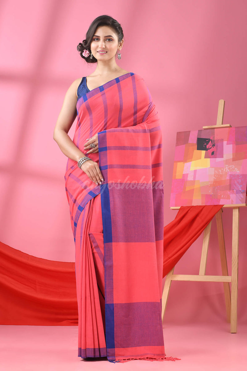 Peach Cotton Handloom Saree