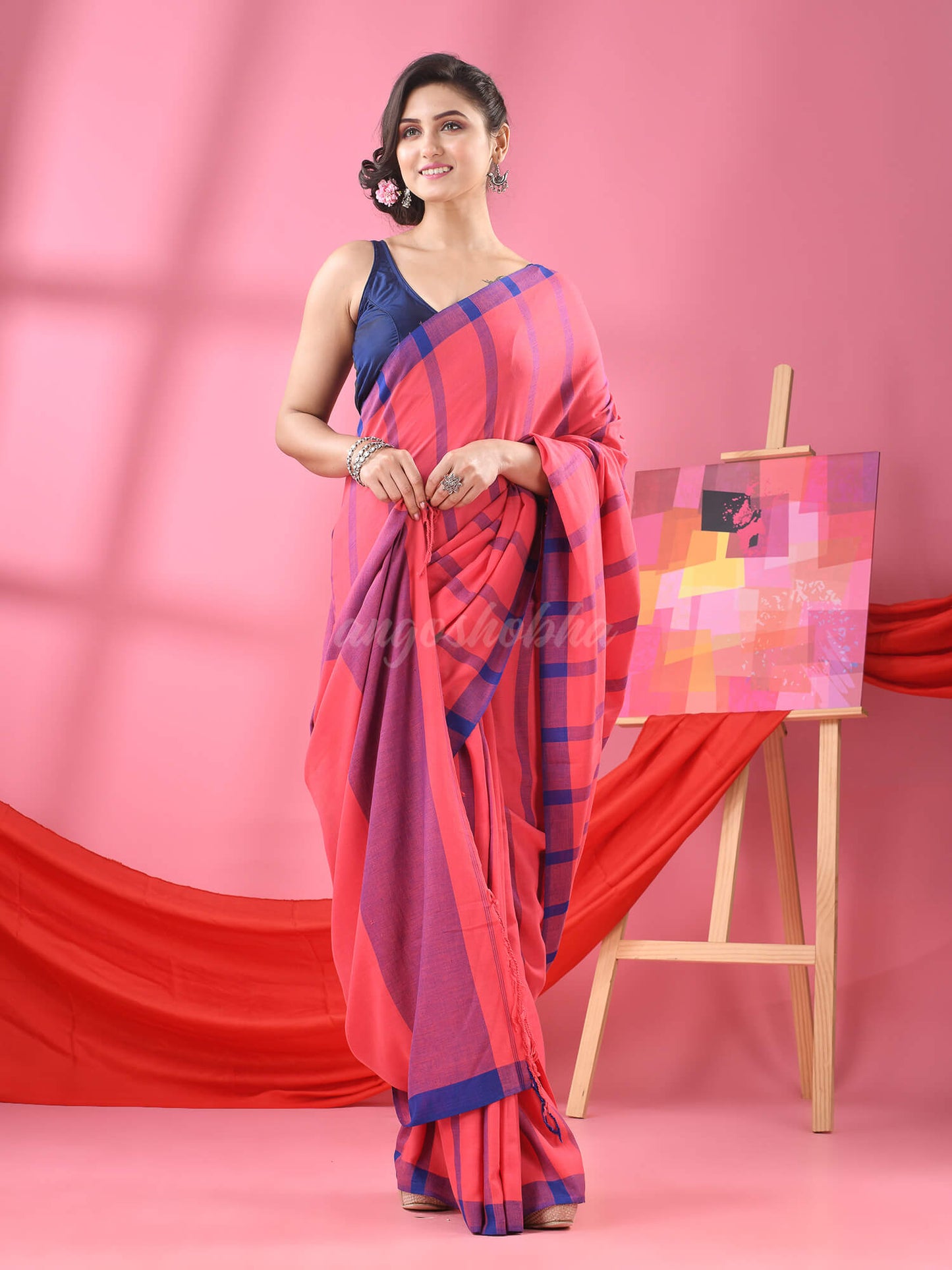 Peach Cotton Handloom Saree