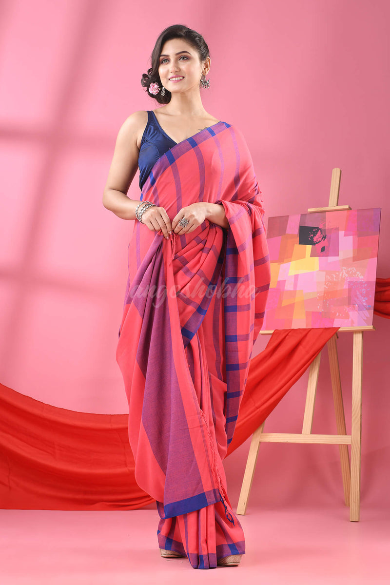 Peach Cotton Handloom Saree
