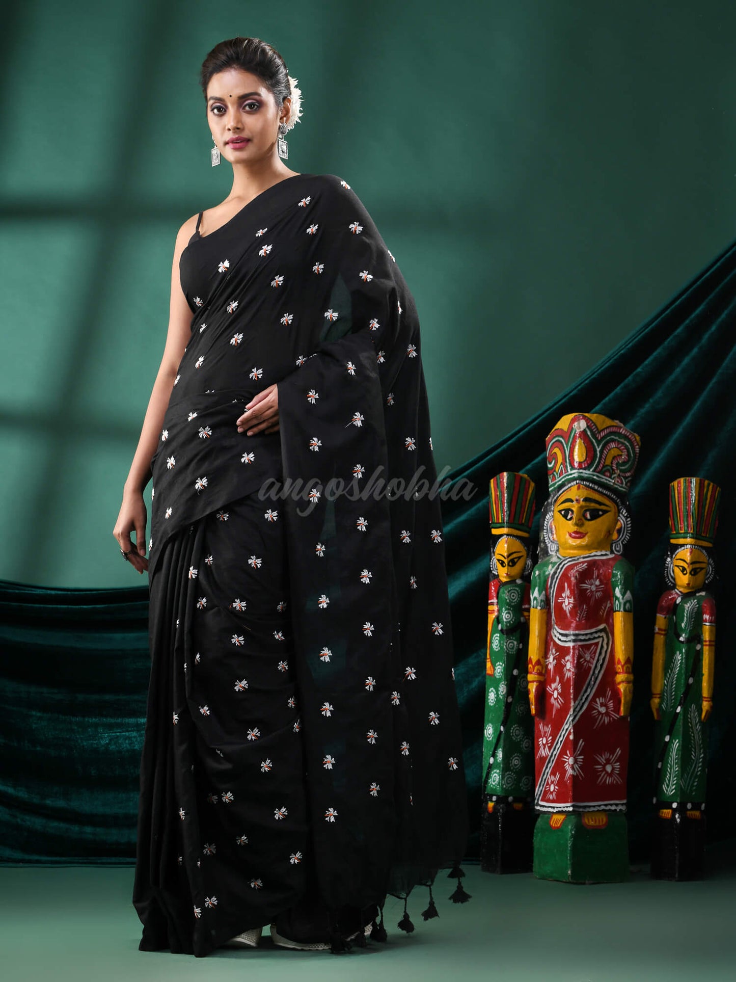 Black Cotton Blend Handloom Saree