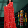 Red Cotton Blend Handloom Saree