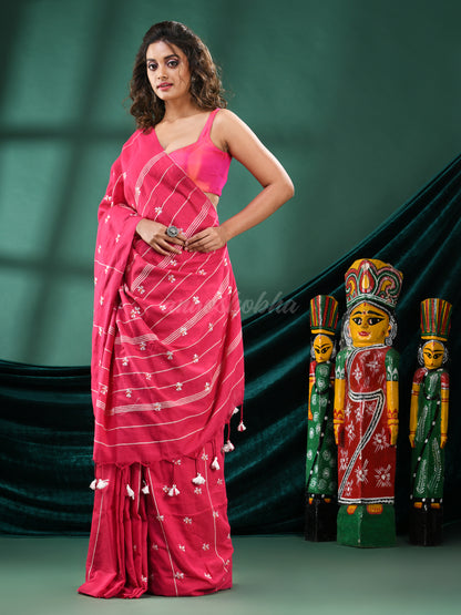 Pink Cotton Blend Handloom Saree