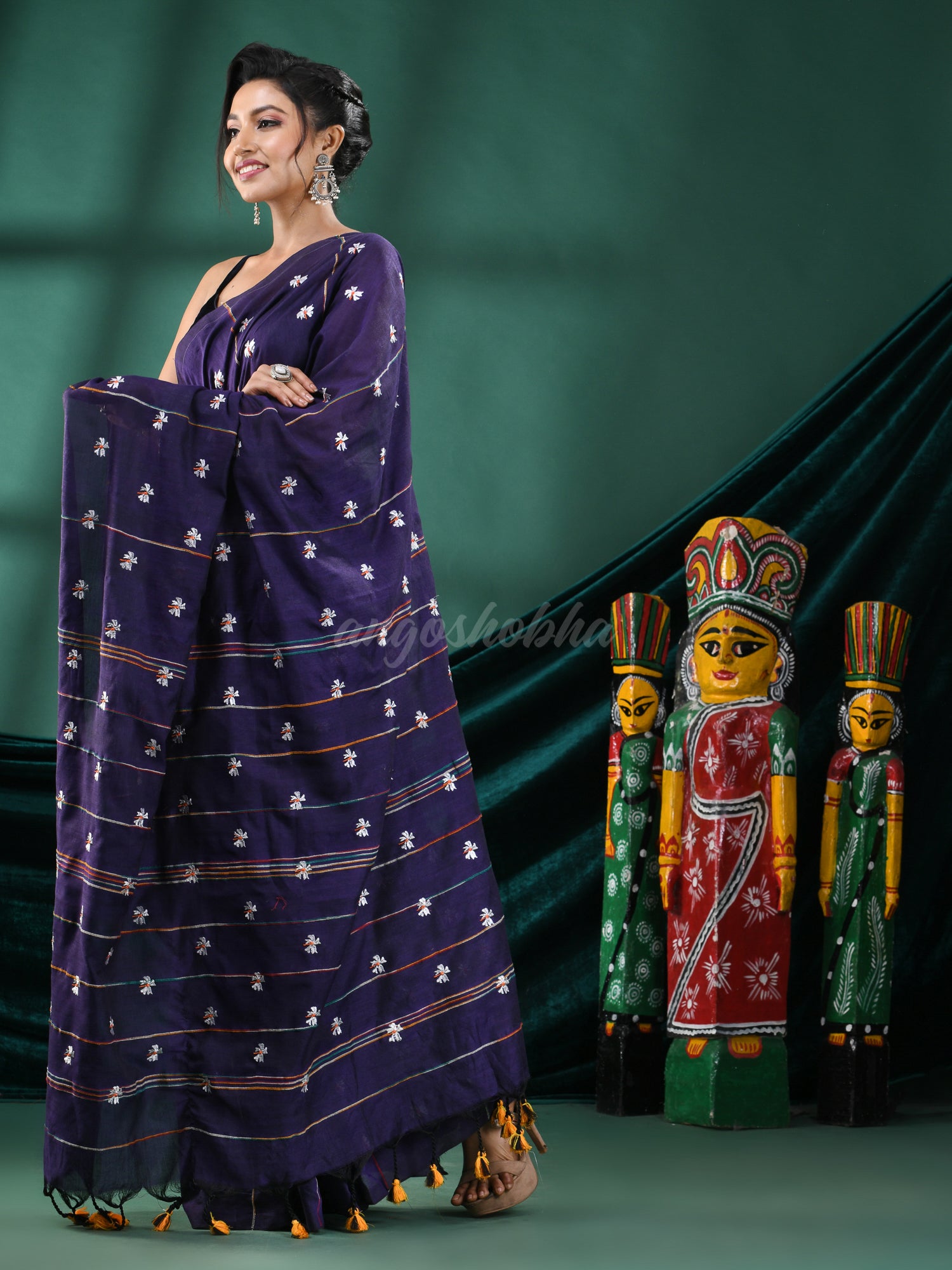 Violet Cotton Blend Handloom Saree