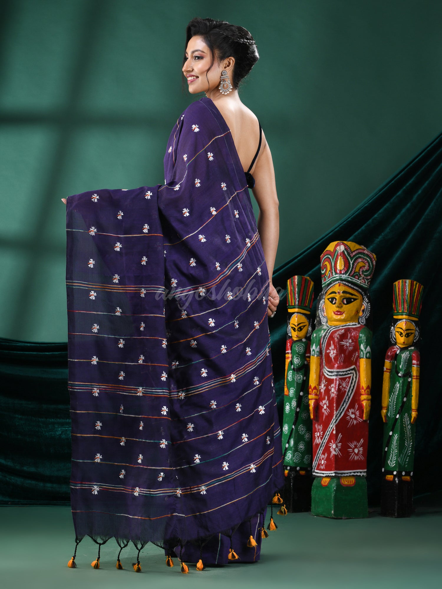 Violet Cotton Blend Handloom Saree