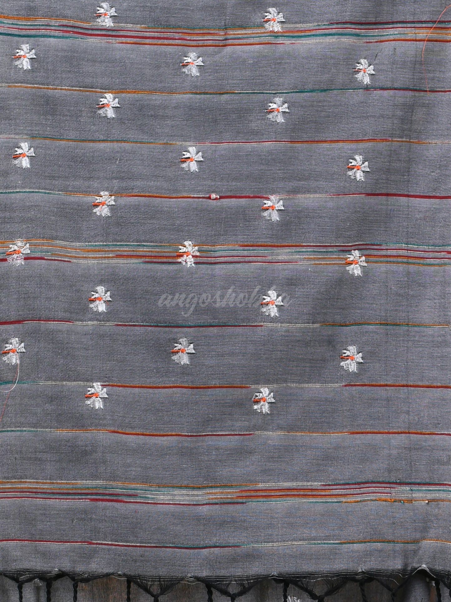 Grey Cotton Blend Handloom Saree