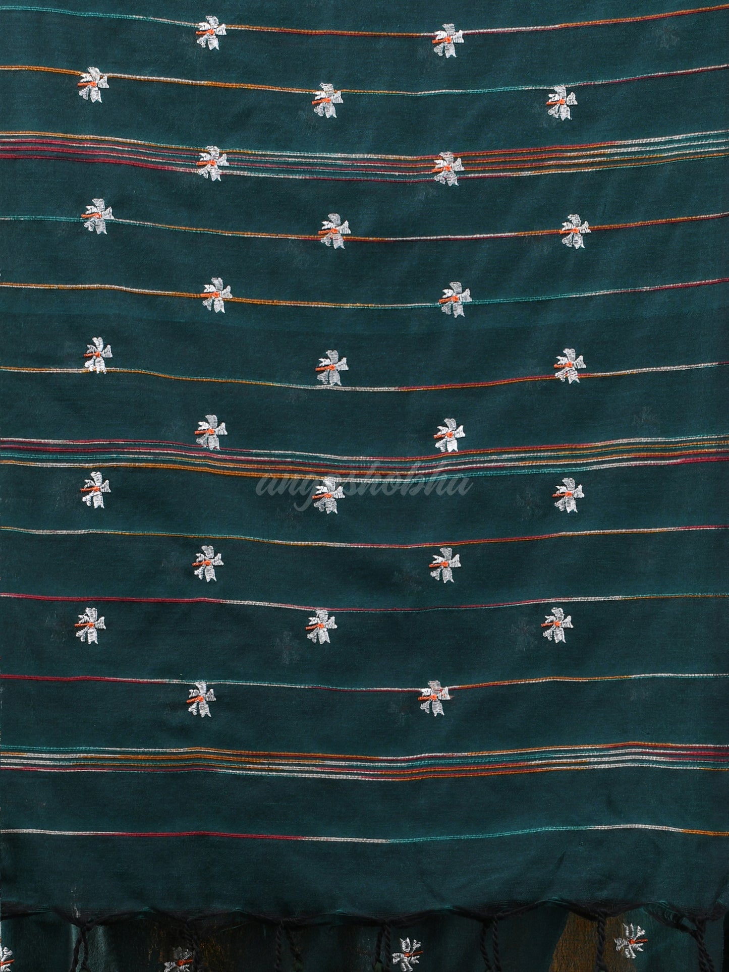 Rama Green Cotton Blend Handloom Saree