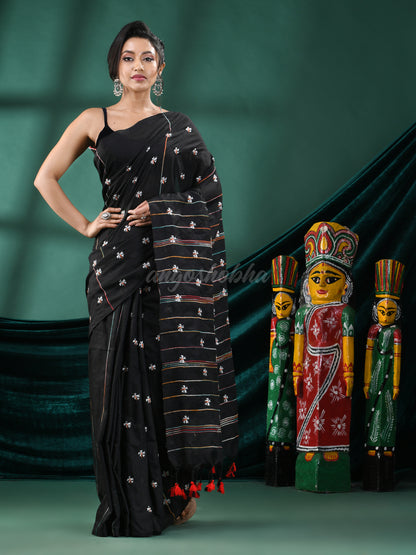 Black Cotton Blend Handloom Saree