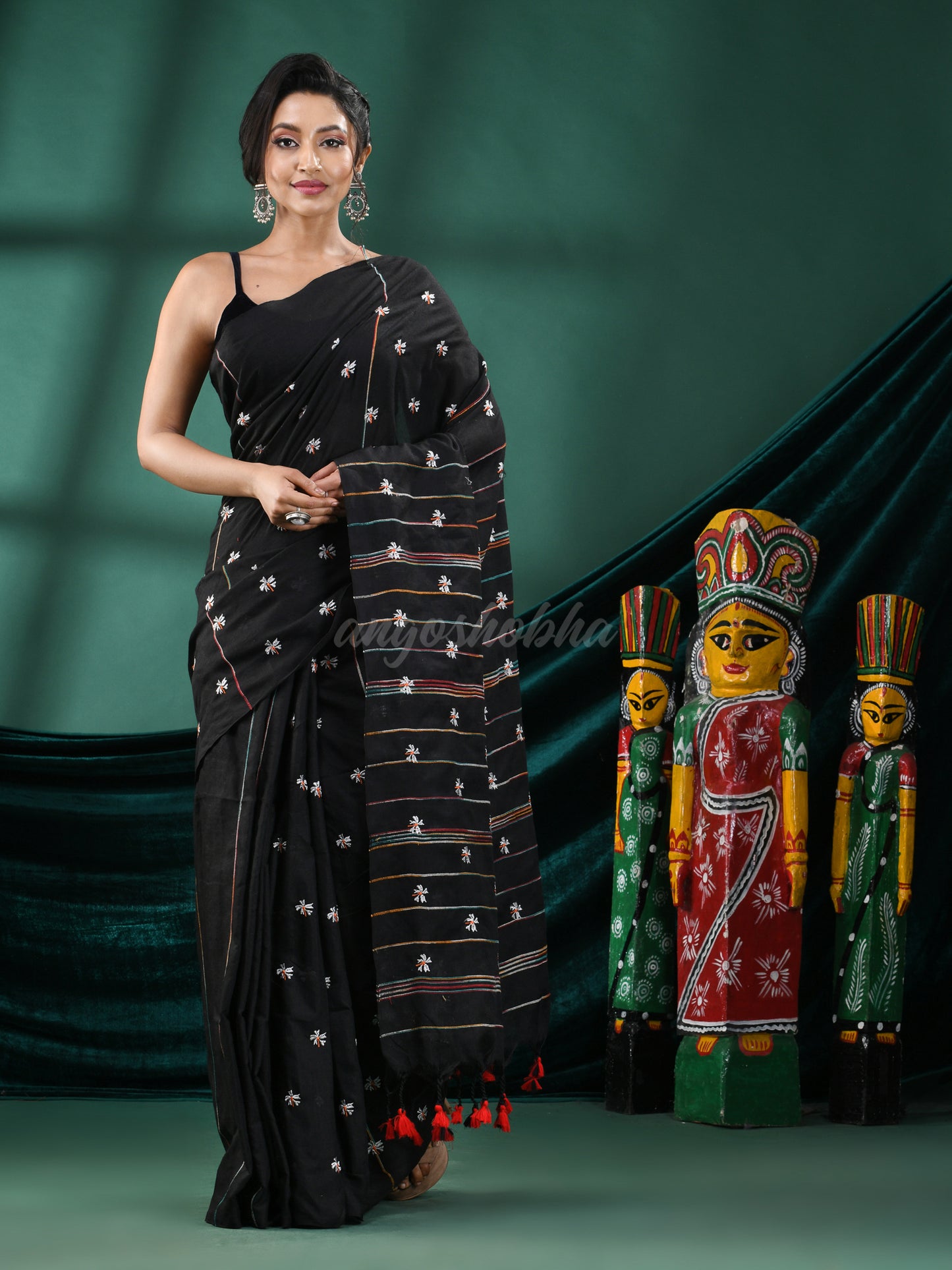 Black Cotton Blend Handloom Saree