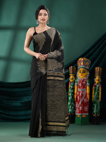 Black Cotton Blend Handloom Saree