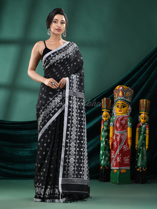 Black Cotton Blend Handloom Saree