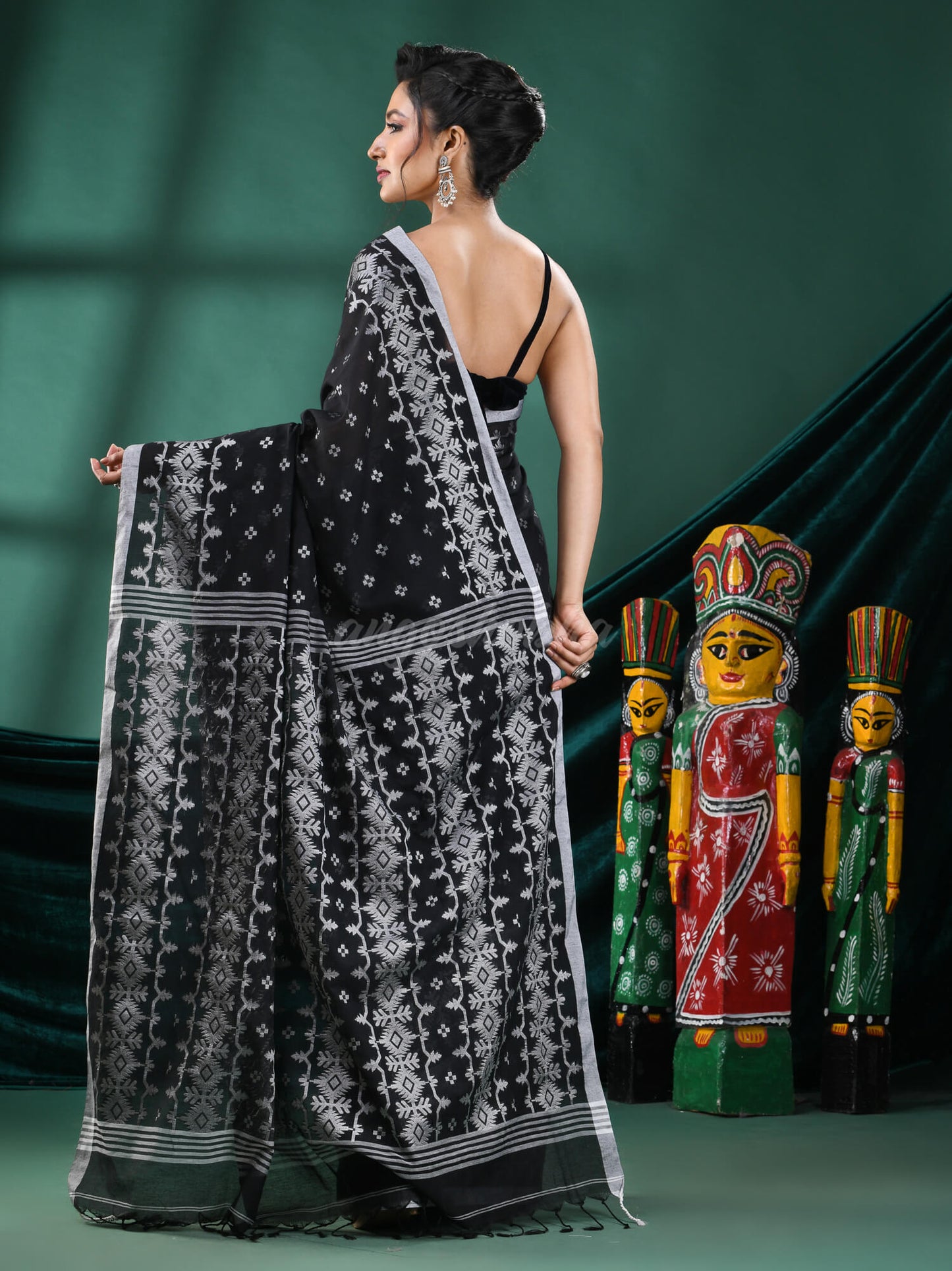 Black Cotton Blend Handloom Saree